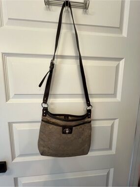 Coach Taupe Crossbody with Dark Brown Trim